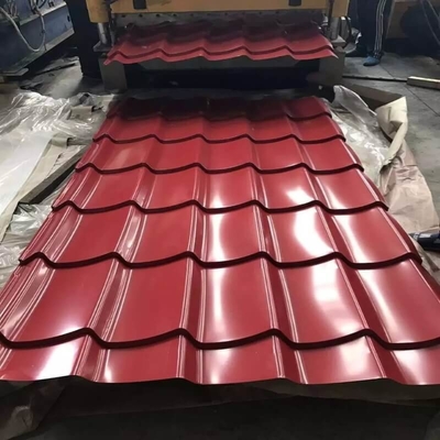 ISO 9001 লাল প্রি পেইন্টেড আয়রন শিট 610 মিমি রঙিন ঢেউতোলা ছাদ