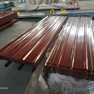 750mm রঙিন প্রলিপ্ত ছাদ শীট SGCC Gi কালার লেপা ঢেউতোলা শীট